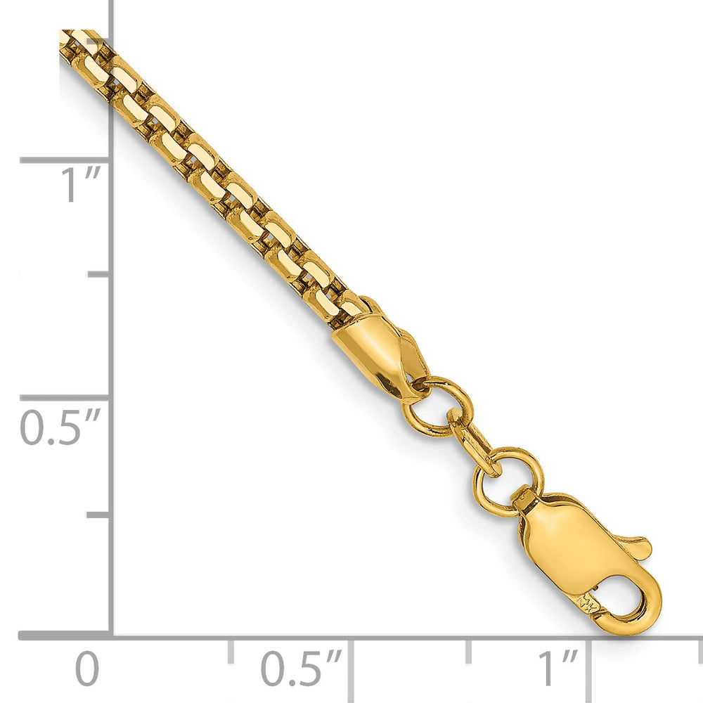 Pulsera de Oro Amarillo de 14k, 8 pulgadas, Pulsera de Caja Redonda de 2.45mm con Cierre de Langosta