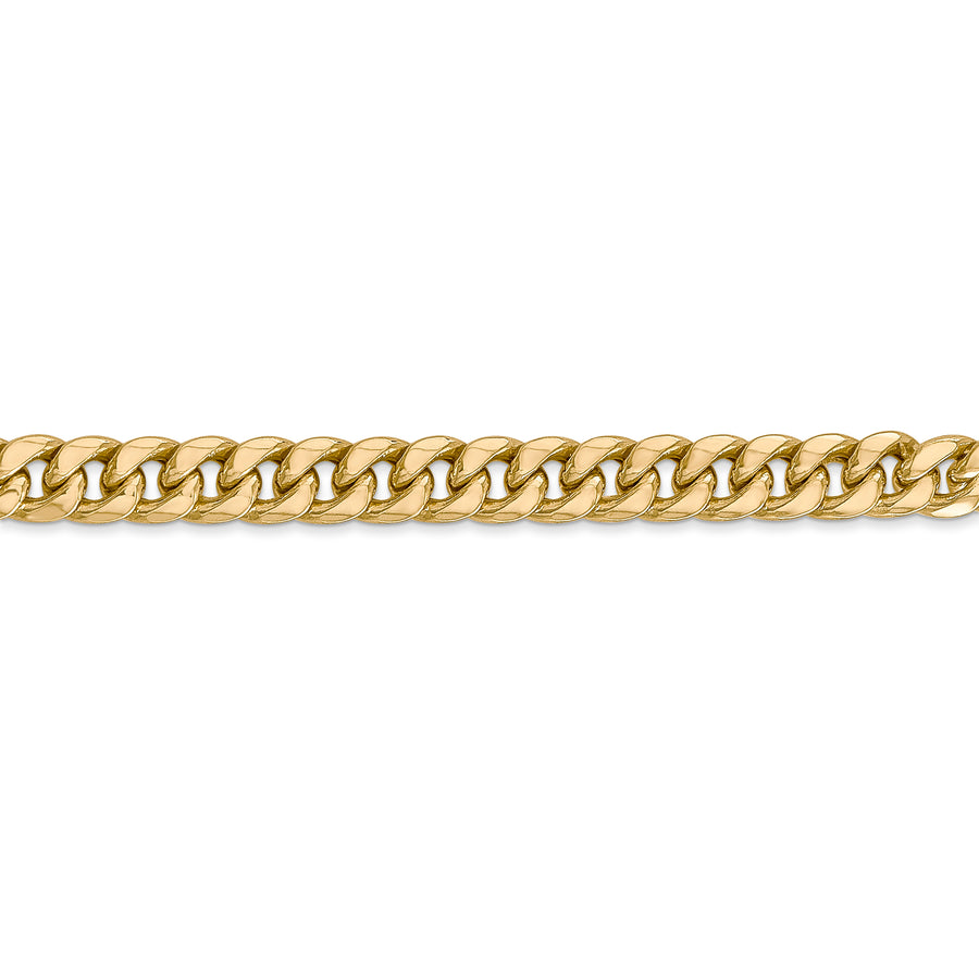 Cadena Cubana Miami Semisólida  de 6 mm en Oro Amarillo de 14k