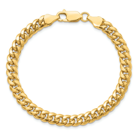7-inch, 6mm 14k Semi-Solid Miami Cuban Link Bracelet with Lobster Clasp