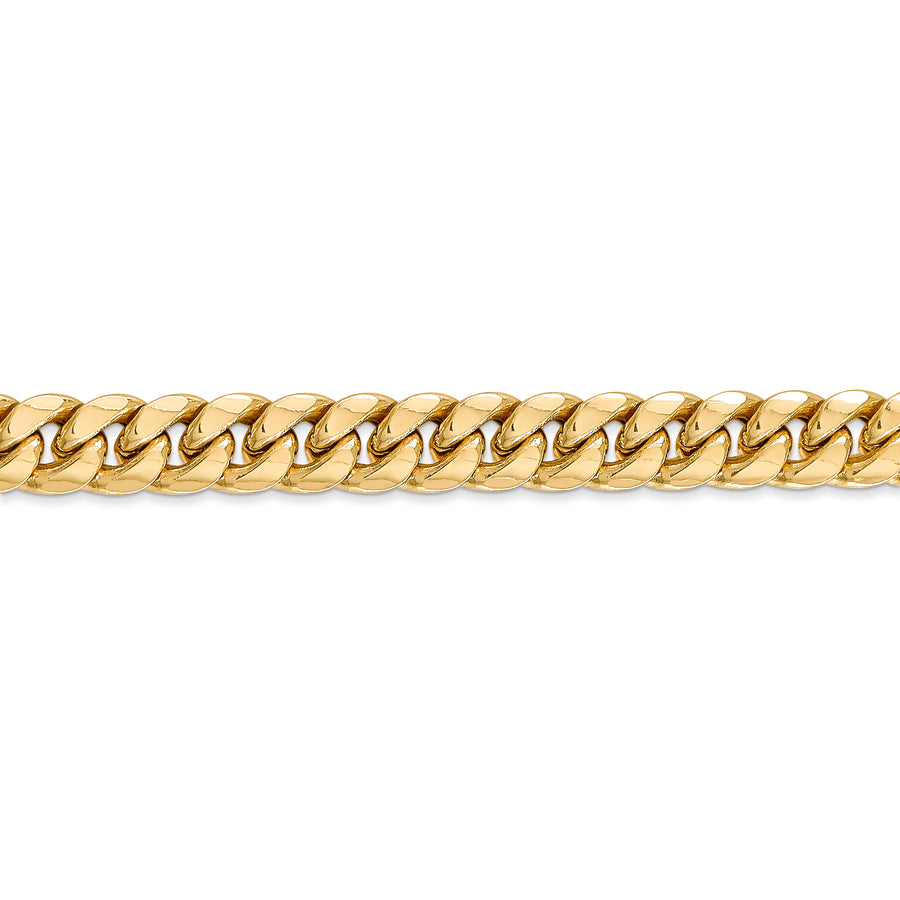 Cadena Cubana Miami Semisólida  de 7.3 mm en Oro Amarillo de 14k