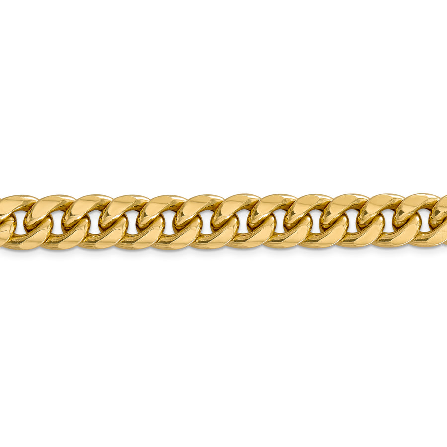 Cadena Cubana Miami Semisólida de 11 mm en Oro Amarillo de 14k