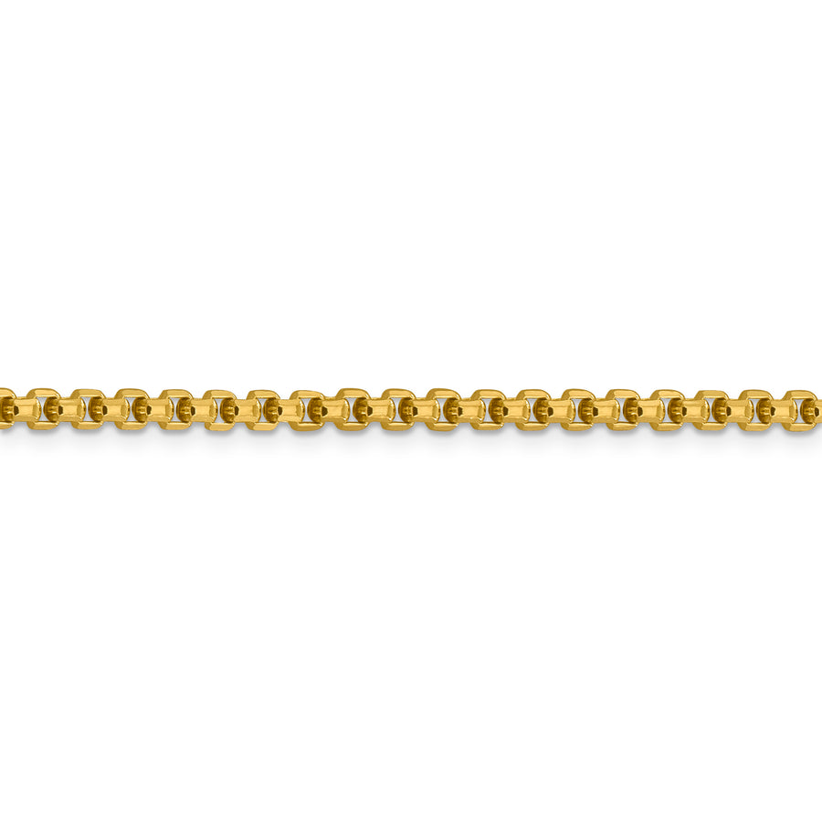 Cadena de caja redonda semisólida de 14 k y 3,6 mm