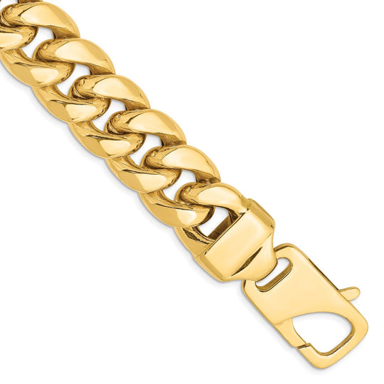 8-inch, 15mm 14k Semi-Solid Miami Cuban Link Bracelet with Lobster Clasp