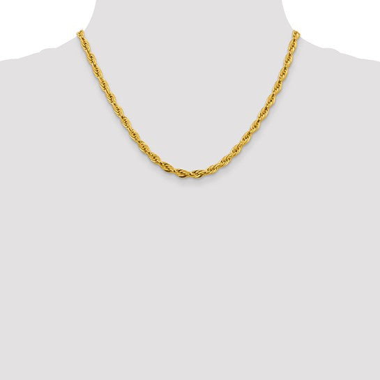 14K Yellow Gold 18 Inch 4.75mm Chain with Lobster Clasp (Semi-Solid)