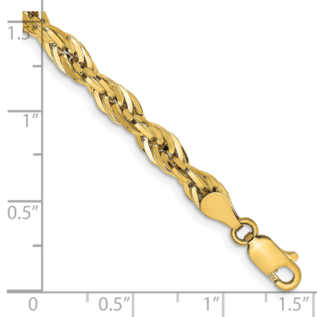 Pulsera de Cuerda Semi Sólida en Oro Amarillo de 14K, 7 Pulgadas y 4.75 mm con Cierre de Langosta