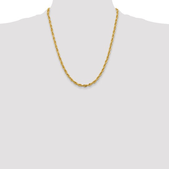 14K Semi-Solid Rope Chain, 22 inches, 5.4 mm with Lobster Clasp