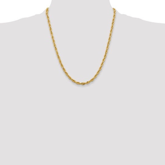 14K Semi-Solid Rope Chain, 22 inches, 5.4 mm with Lobster Clasp