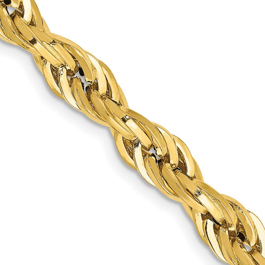 14K Semi-Solid Rope Chain, 18 inches, 5.4 mm with Lobster Clasp
