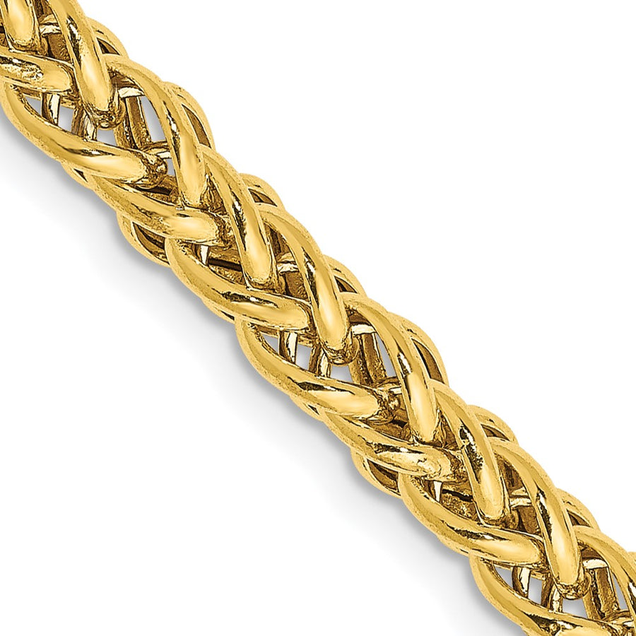 Cadena de trigo semisólida de 3 hilos de 14k y 4,65 mm