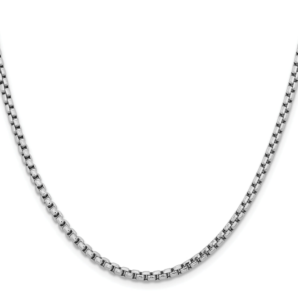 14k WG 3.6mm Semi-Solid Round Box Chain
