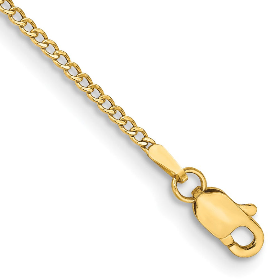 Tobillera de Oro Amarillo de 14K con Cadena Curb Semi-Sólida de 9 Pulgadas y Cierre de Langosta