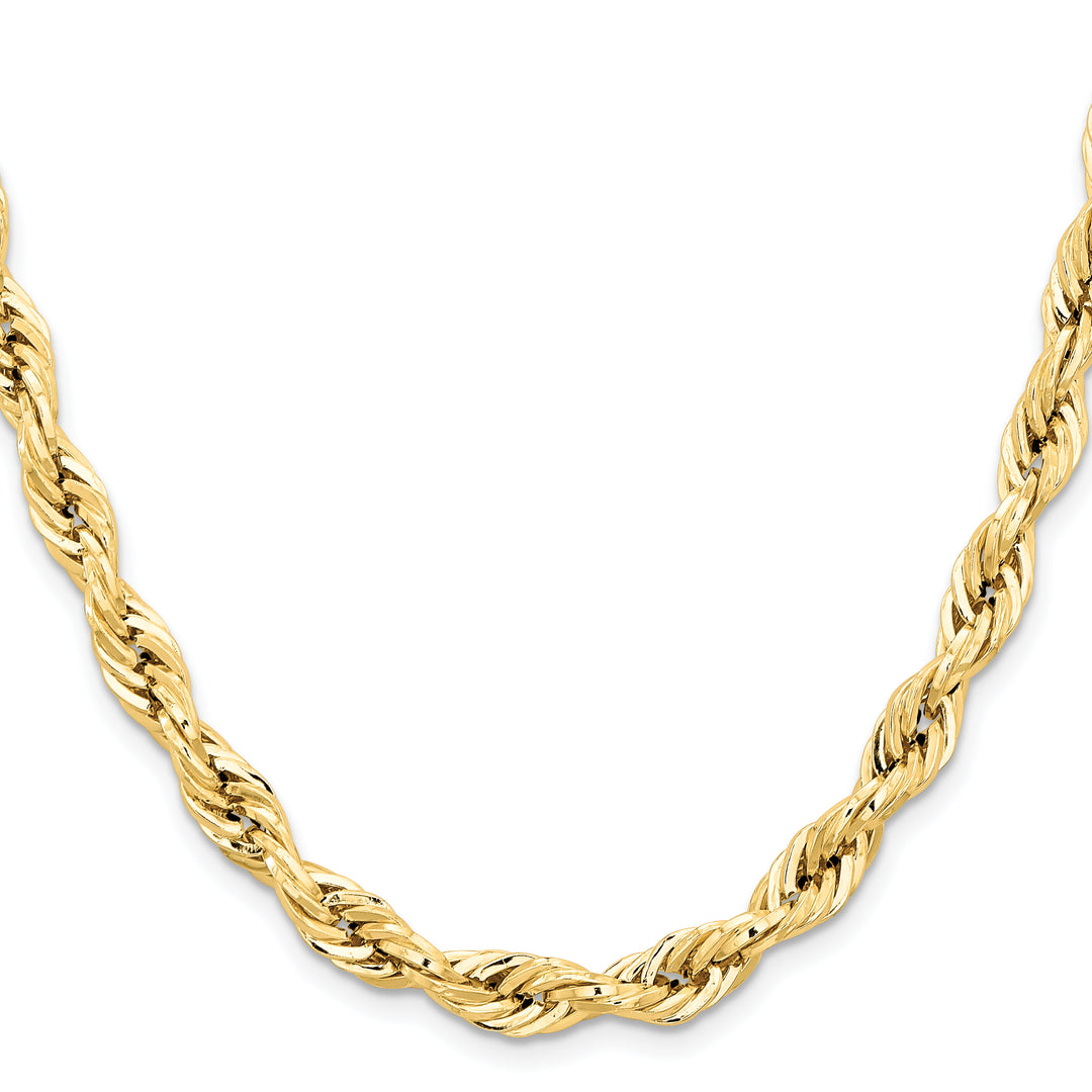 14K Yellow Gold Semi-Solid Rope Chain, 26 inches, 7mm with Lobster Clasp
