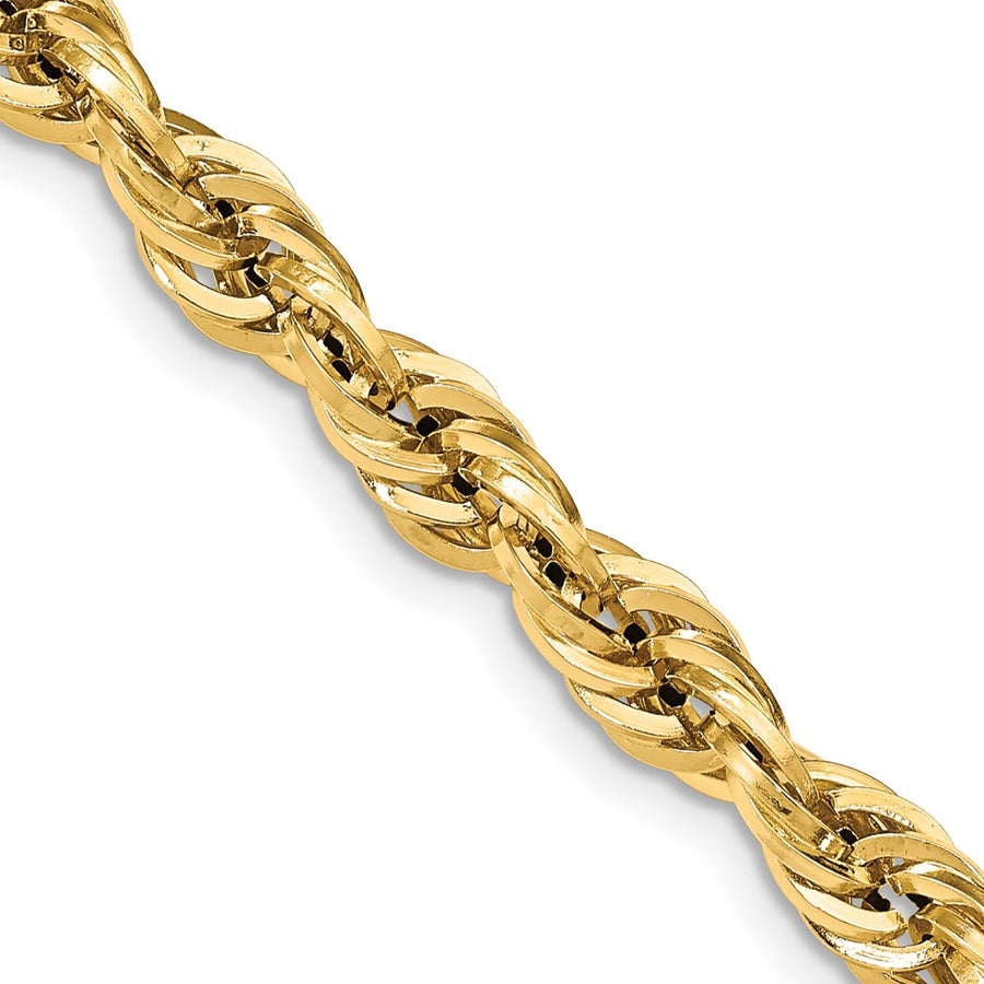 Cadena de Cuerda Semisólida en Oro Amarillo de 14K, 20 Pulgadas, 7 mm con Broche de Langosta