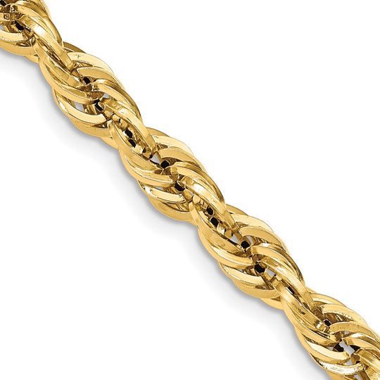 14K Yellow Gold Semi-Solid Rope Chain, 26 inches, 7mm with Lobster Clasp