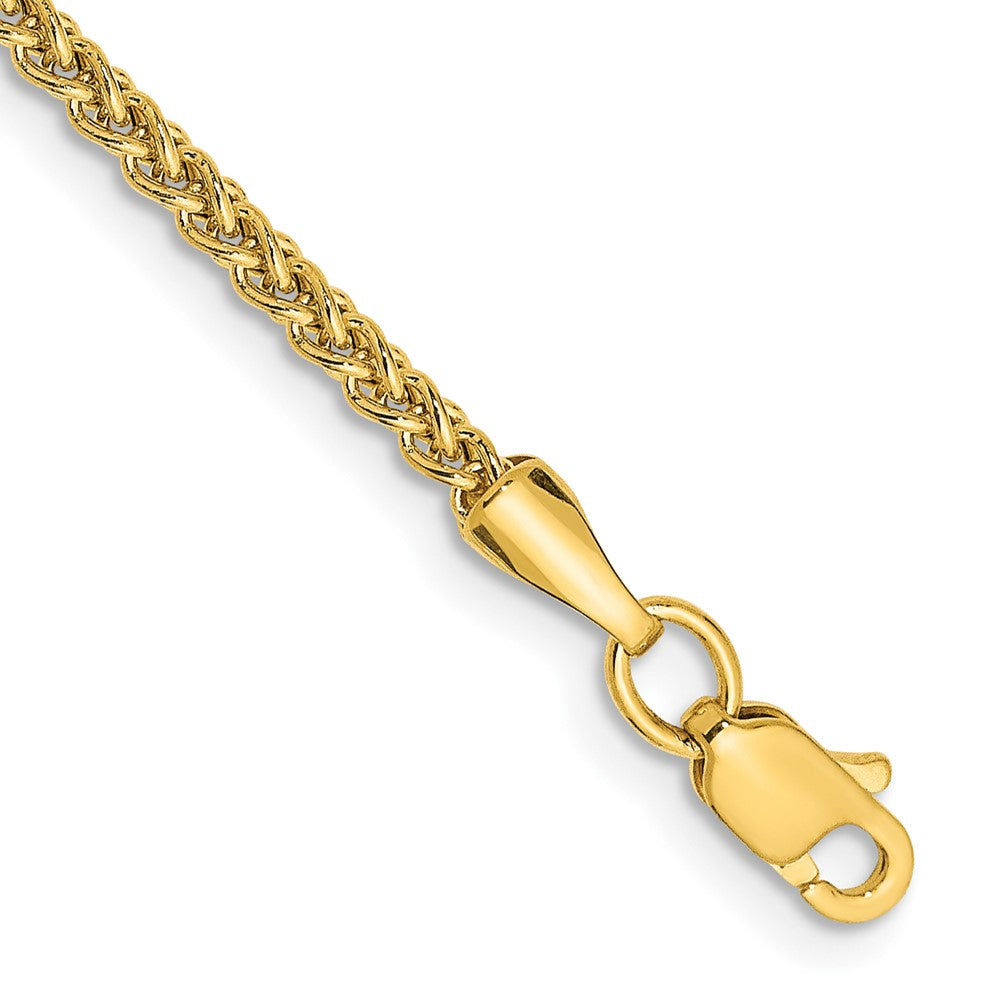 Tobillera de Oro Amarillo de 14K de 10 Pulgadas y 2 mm con Cadena de Trigo Semi-Sólida y Cierre de Anilla de Resorte