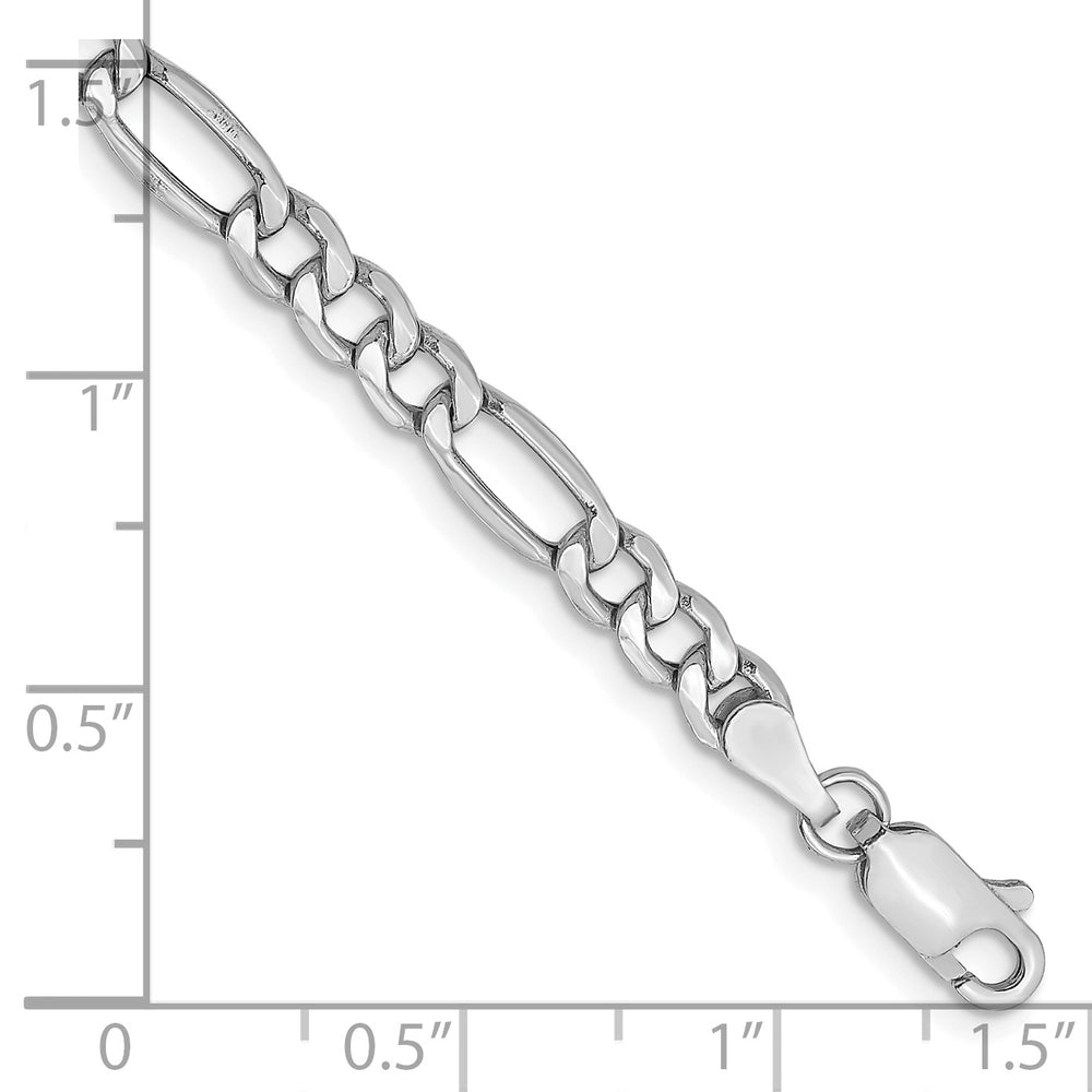 4.4mm Semi-Solid Figaro Bracelet in 14k White Gold with 8-inch Lobster Clasp