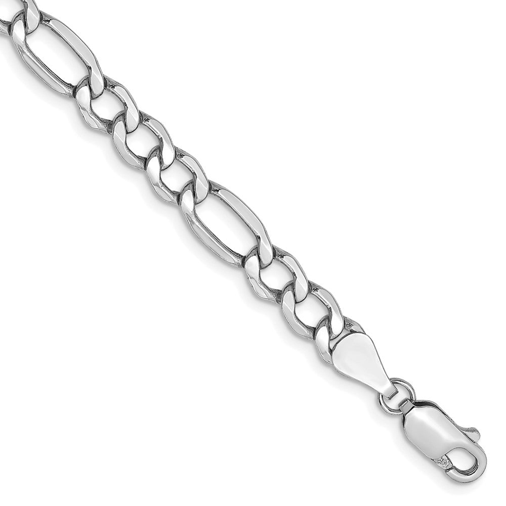 Pulsera Figaro Semi-Sólida de 5.75mm en Oro Blanco de 14k con Cierre de Langosta de 8 pulgadas