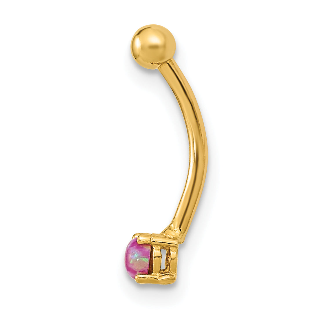 14k Gold 16 Gauge Pink CZ Eyebrow Ring