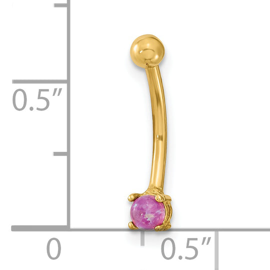 14k Gold 16 Gauge Pink CZ Eyebrow Ring