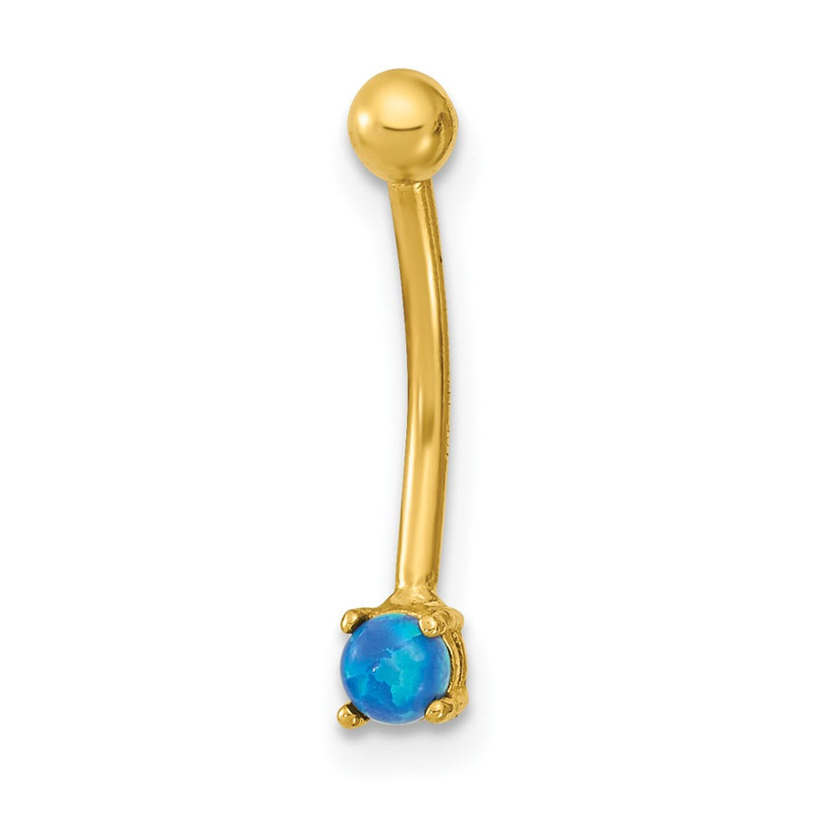 Aro para Cejas con Circonita Azul (CZ) de Oro de 14k y Calibre 16