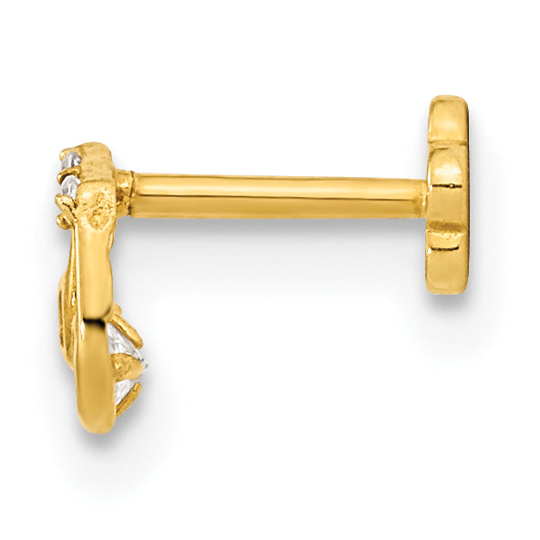 Joyería Corporal de Cartílago con Nota Musical y Circonita Cúbica, Calibre 18 en Oro de 14K