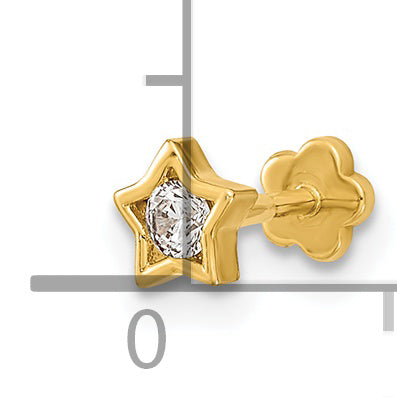 14K 18 Gauge Cubic Zirconia Star Cartilage Body Jewelry