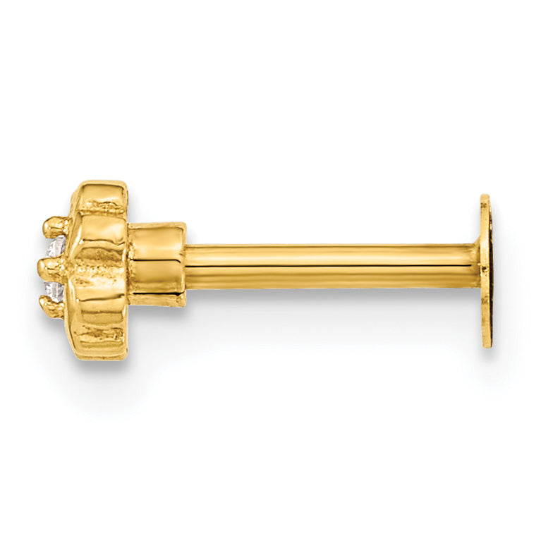 Joyería Corporal de Cartílago con Flor y Circonita Cúbica, Calibre 18 en Oro de 14K