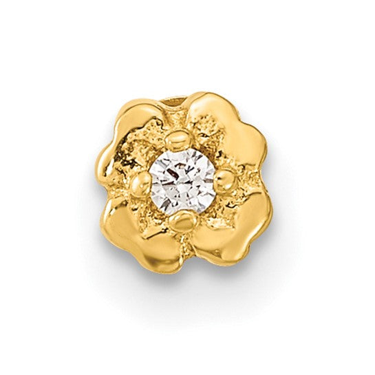 Joyería Corporal de Cartílago con Flor y Circonita Cúbica, Calibre 18 en Oro de 14K
