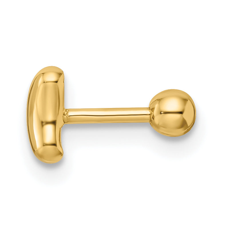 Crescent moon belly button in 14k gold