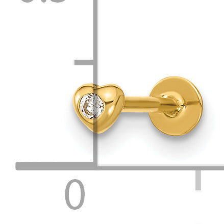 14K 18 Gauge Cubic Zirconia Heart Shaped Body and Face Jewelry
