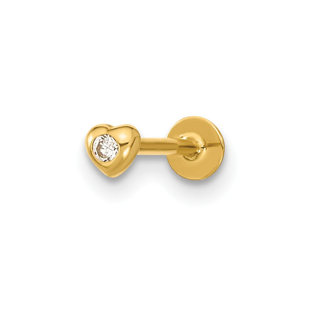 14K 18 Gauge Cubic Zirconia Heart Shaped Body and Face Jewelry