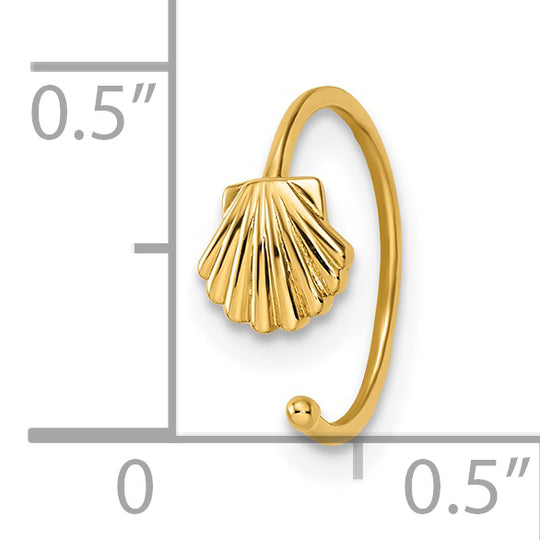 Aro para Nariz en Forma de Concha Festoneada de Oro de 14k y Calibre 20