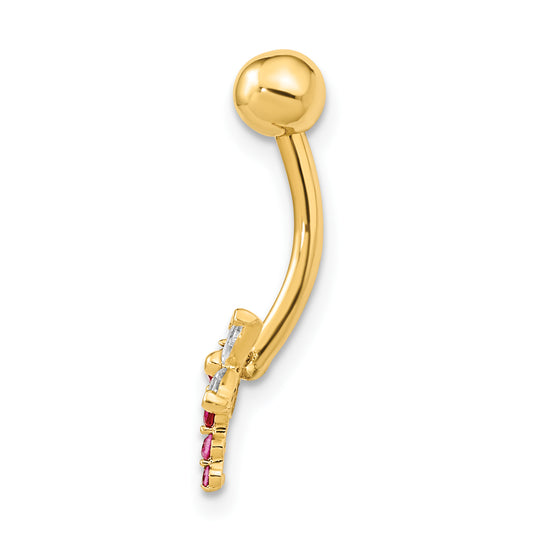14K Gold Plated Dragonfly Cubic Zirconia Belly Button Ring