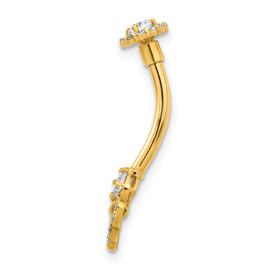14k Gold 14 Gauge Angel Wings Belly Button Ring
