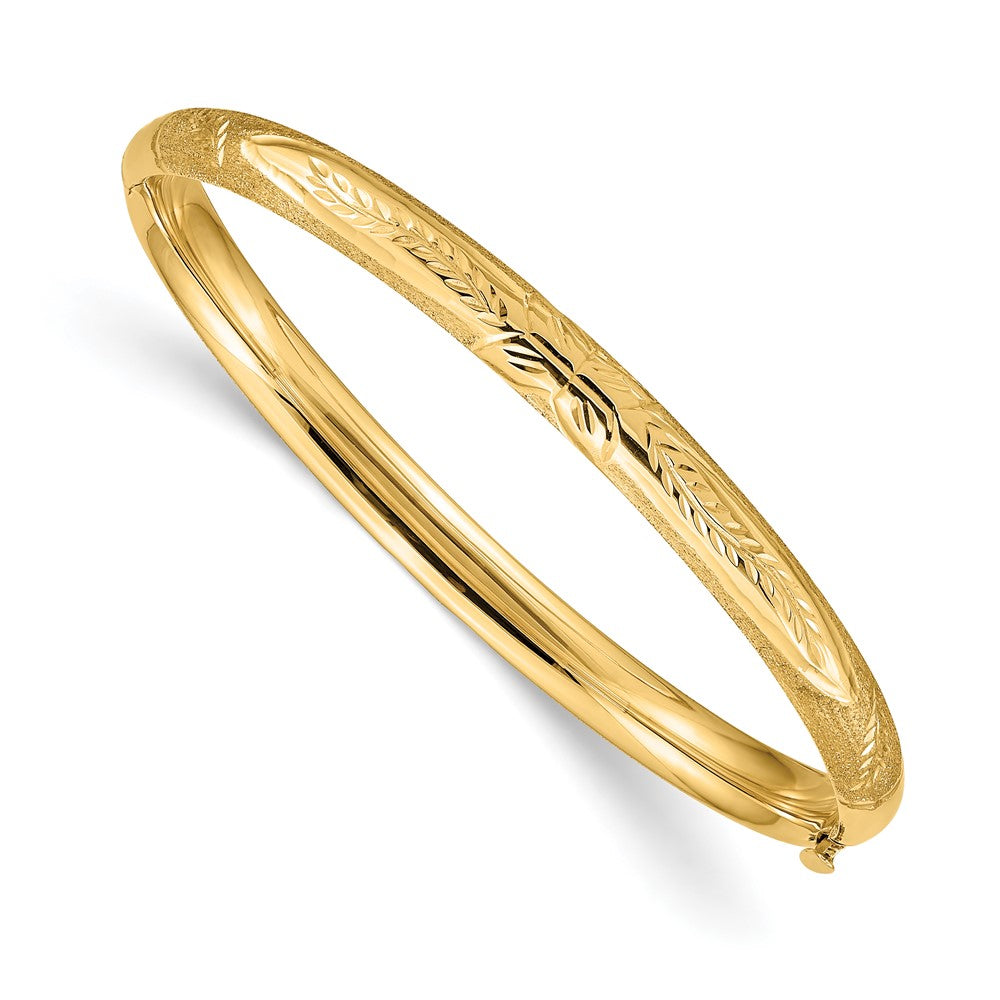 14k Gold Florentine Hinge Children's Bangle Bracelet – 5mm