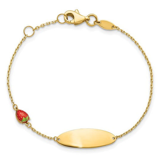 Pulsera ID de 14K con Fresa Esmalte para Bebé de 5.5in con Extensión de 0.5 Pulgadas