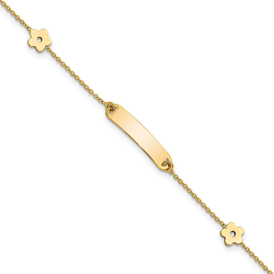 Pulsera Infantil Personalizada con ID y Flor de 14K Pulida