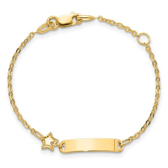 Pulsera ID con Estrella 14K Pulida para Niños