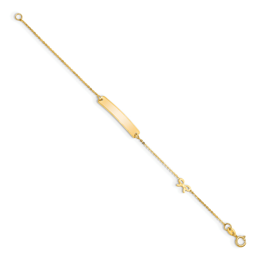 Pulsera ID con Lazo 14K Pulida 5.5 Pulgadas