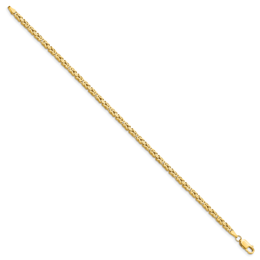 Pulsera de Oro Amarillo de 14k de 8 pulgadas y 2.5 mm Estilo Bizantino con Cierre de Langosta