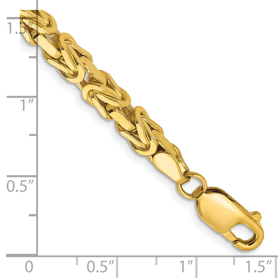 Pulsera de Oro Amarillo de 14k de 7 Pulgadas y 4 mm Estilo Bizantino con Cierre de Langosta