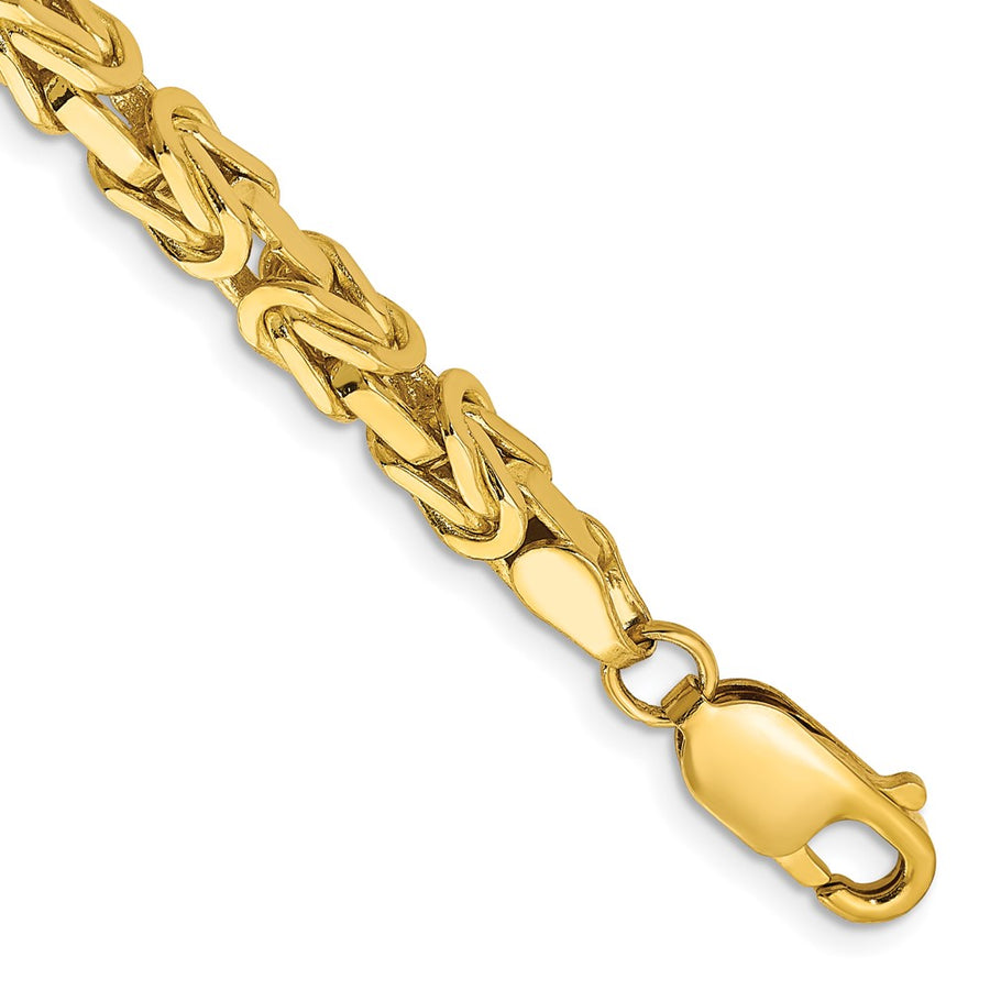 Pulsera de Oro Amarillo de 14k de 7 Pulgadas y 4 mm Estilo Bizantino con Cierre de Langosta