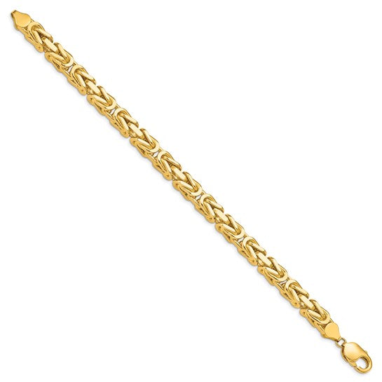 Pulsera de Oro Amarillo de 14k de 8 pulgadas y 6.5 mm Estilo Bizantino con Cierre de Langosta