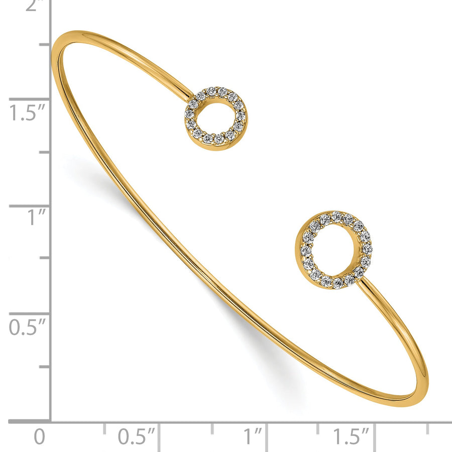 Brazalete Flexible con Diamantes en Oro  de 14k