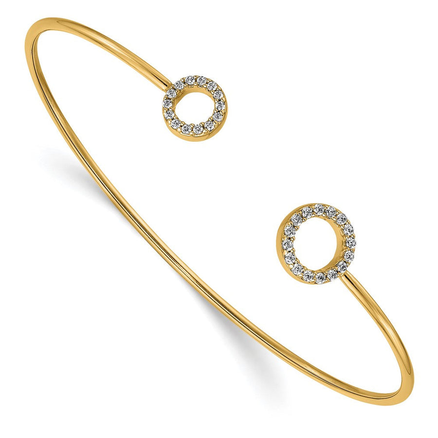 Brazalete Flexible con Diamantes en Oro  de 14k