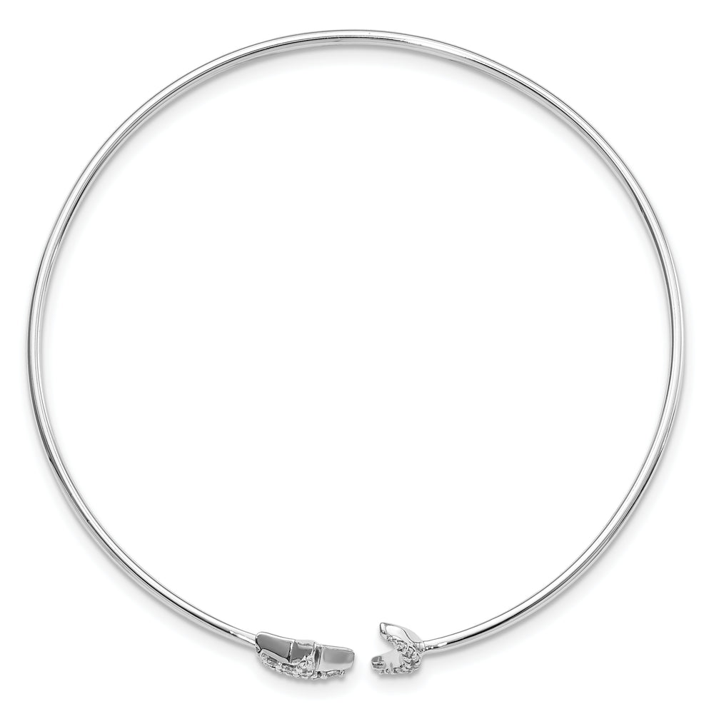  Brazalete tipo Esclava Flexible con Diamantes en forma de Luna y Estrella en Oro Blanco de 14K