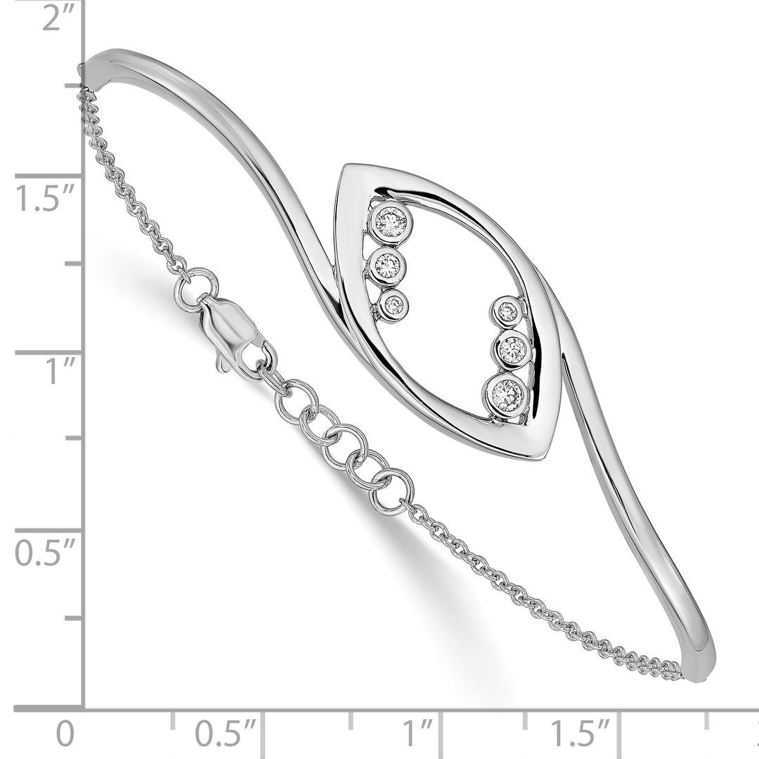 Pulsera Elegante de Oro Blanco de 14k con Diamantes Redondos, 7 Pulgadas con Extensión de 0.5 Pulgadas
