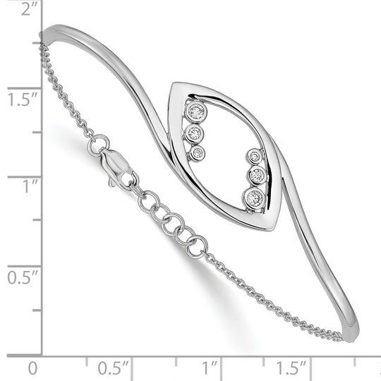 Pulsera Elegante de Oro Blanco de 14k con Diamantes Redondos, 7 Pulgadas con Extensión de 0.5 Pulgadas
