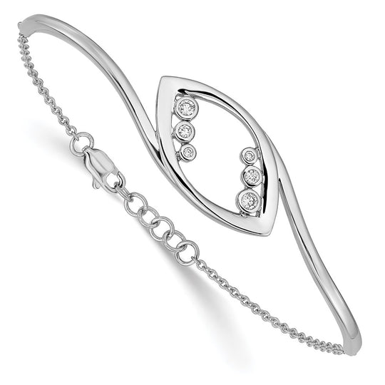 Pulsera Elegante de Oro Blanco de 14k con Diamantes Redondos, 7 Pulgadas con Extensión de 0.5 Pulgadas