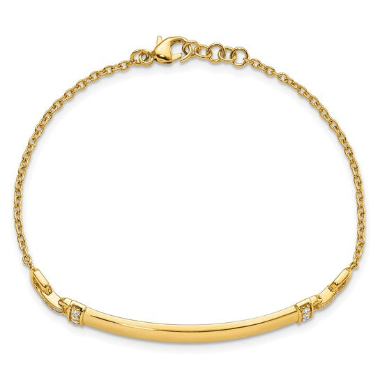 Pulsera de Identificación con Diamantes en Oro de 14k – 7 Pulgadas